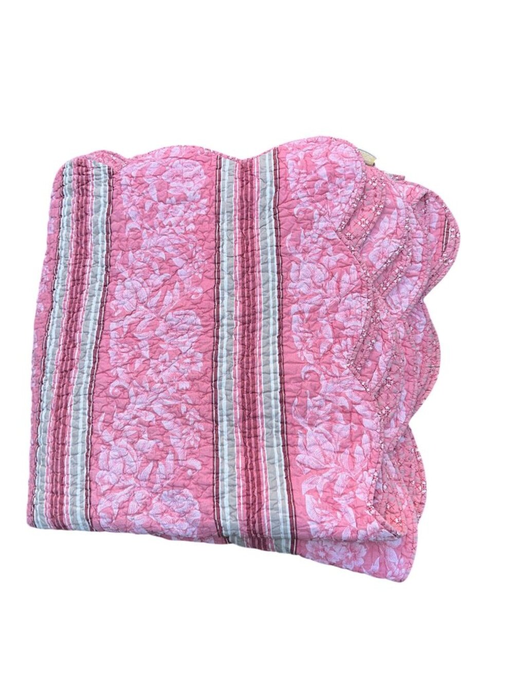 Vintage Marinette Saint-Tropez Quilt Queen French Provence Pink Floral Bedspread